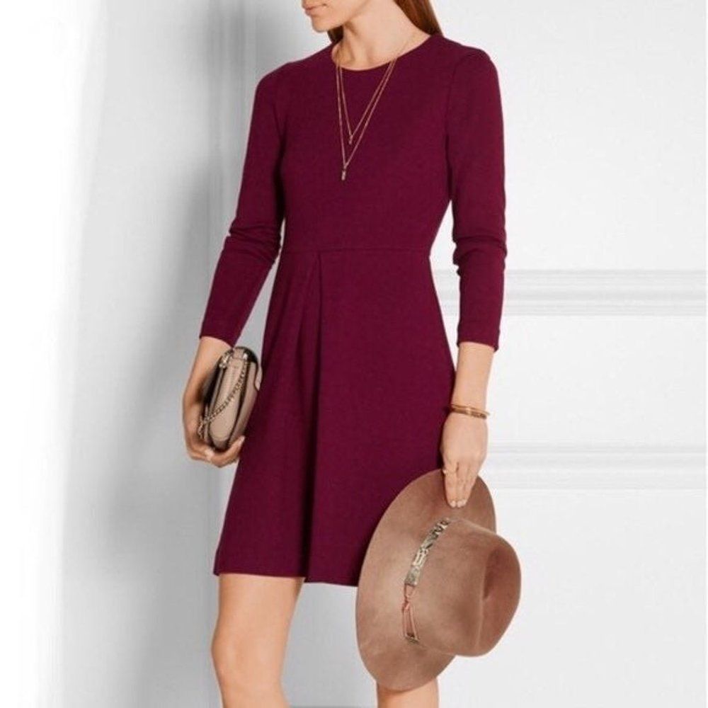 Madewell Gia Concept Fit and Flare Knit Dress Dark Cabernet Red Size 2